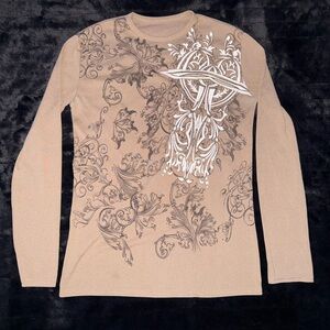 Tan Long Sleeve Shirt with Intricate Design